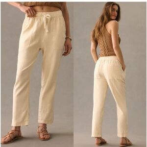 Anthropologie PILCRO Linen Drawstring Pants in Cream